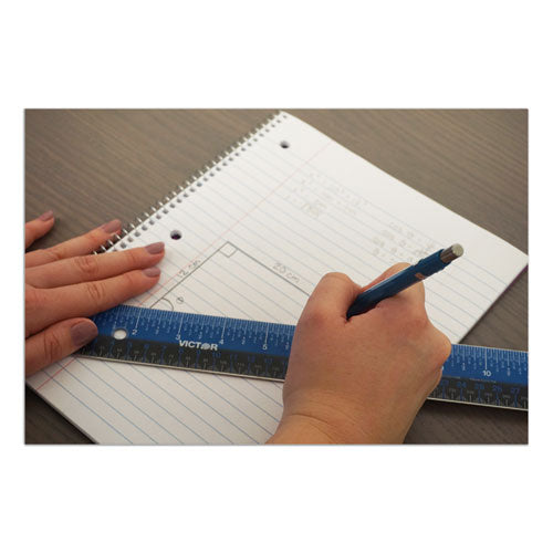 Easy Read Stainless Steel Ruler, Standard/metric, 18".25 Long, Blue.