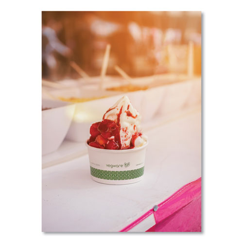 Soup Containers, Compostable, 6 Oz, 3.5" Diameter X 1.7"h, Green/white, Paper, 1,000/carton.