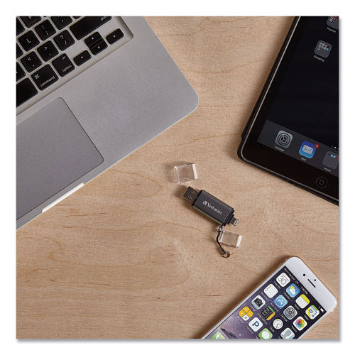 Store 'n' Go Dual Usb 3.0 Flash Drive For Apple Lightning Devices, 64 Gb, Graphite.