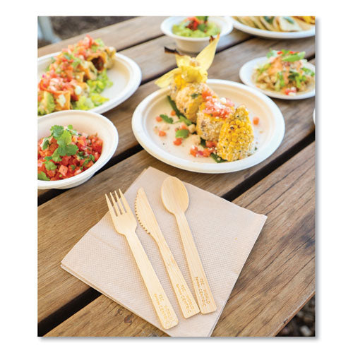 Bamboo Cutlery, Knife/fork/spoon/napkin, 6.7", Natural, 250/carton.