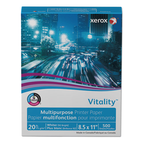 Vitality Multipurpose Print Paper, 92 Bright, 20 Lb Bond Weight, 8.5 X 11, White, 500/ream.