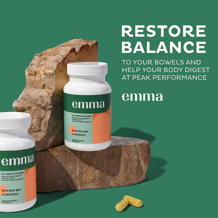Emma Gut Health Supplement - Natural Digestive Support for Bloating Relief & Gut Repair (2-Pack)