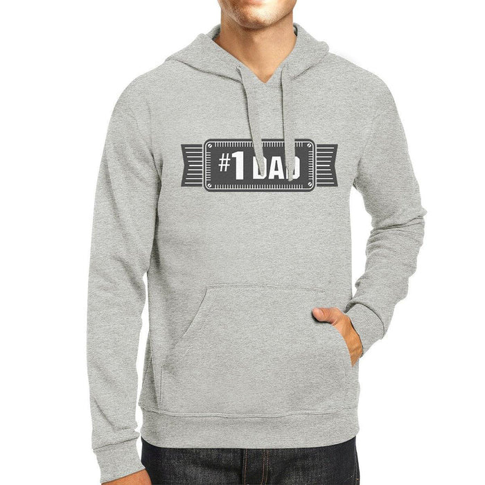 #1 Dad Unisex Grey Pullover Hoodie For Men Holiday Gifts For Dad