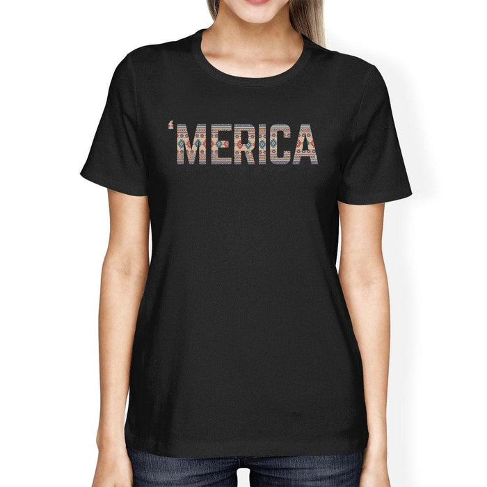 'Merica Unique 4th Of July Design T-Shirt For Women Tribal Pattern