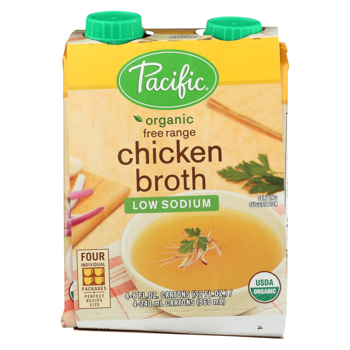 Pacific Natural Foods Free Range Chicken Broth - Low Sodium - Case Of 6 - 8 Fl Oz.