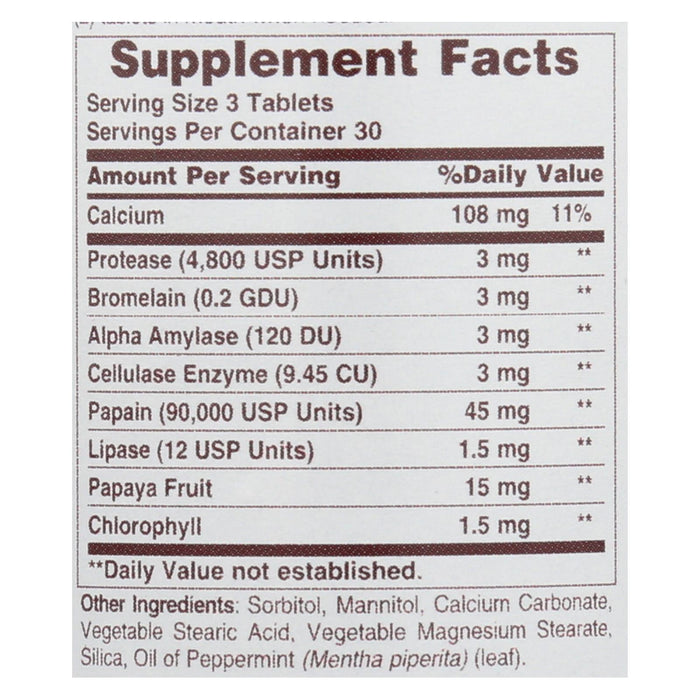 American Health - Super Papaya Enzyme Plus Chewable - 90 Chewable Tablets.