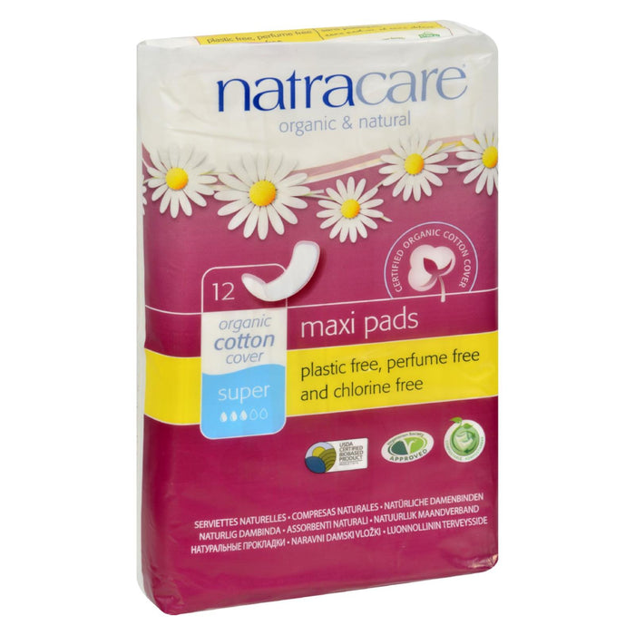 Natracare Natural Maxi Pads Super  - 12 Pack.