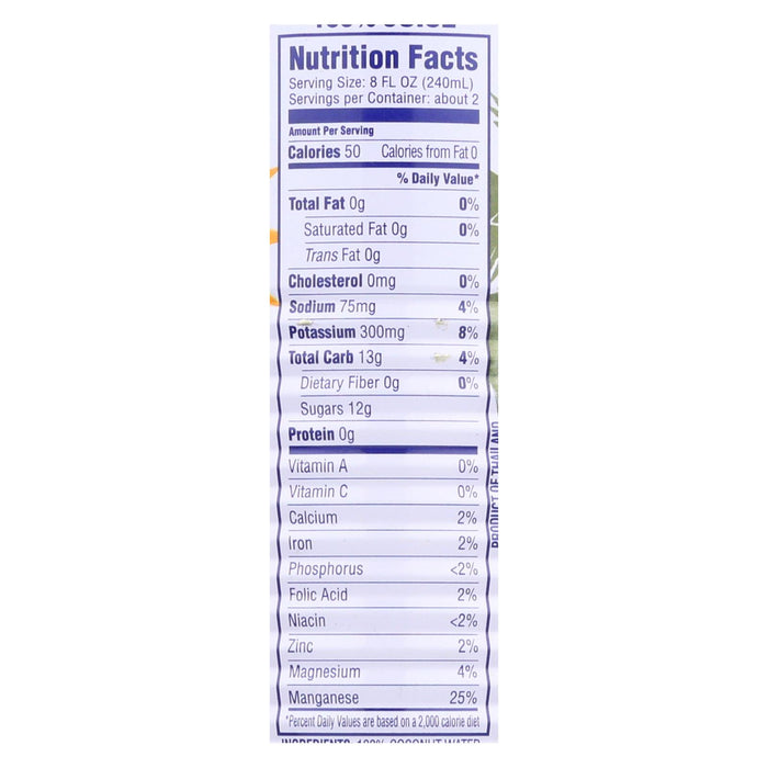 C2o - Pure Coconut Water Pure Pulp Coconut Water - Case Of 12 - 17.5 Fl Oz.