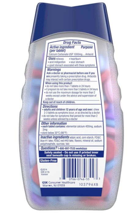 TUMS Ultra Strength Chewable Antacid Tablets for Heartburn & Acid Indigestion Relief – Assorted Berry Flavors – 160 Count