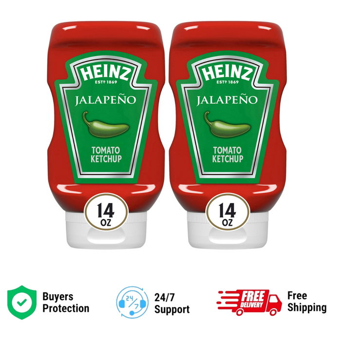 (2 pack) Heinz Tomato Ketchup Blended With Jalapeno, 14 oz Squeeze Bottle