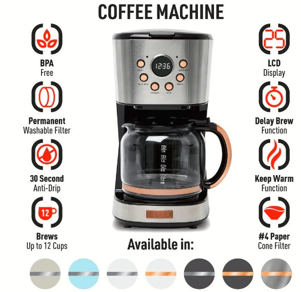 Haden Heritage 12-Cup Programmable Coffee Maker - Black