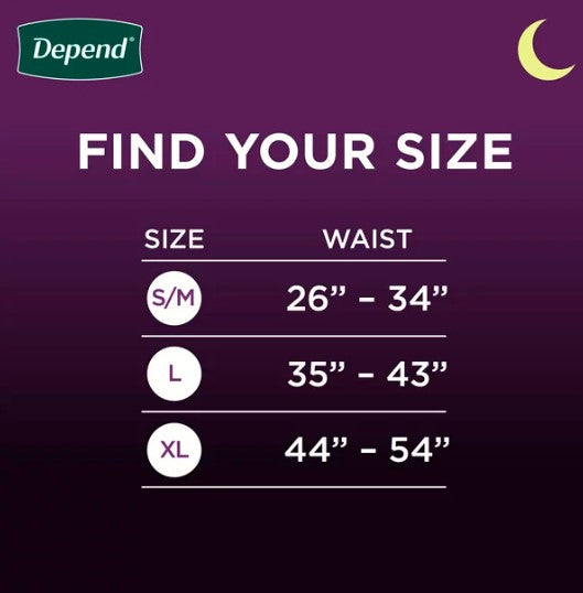 Depend Night Defense Adult Incontinence Underwear for Men, Overnight, L, Grey, 14Ct