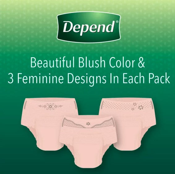 Depend FIT-FLEX Adult Incontinence Underwear for Women, Maximum Absorbency, XXL, Blush, 22 ct
