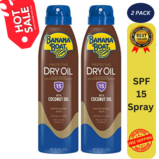 Banana Boat Dry Tanning Oil, SPF 15 (2pk)