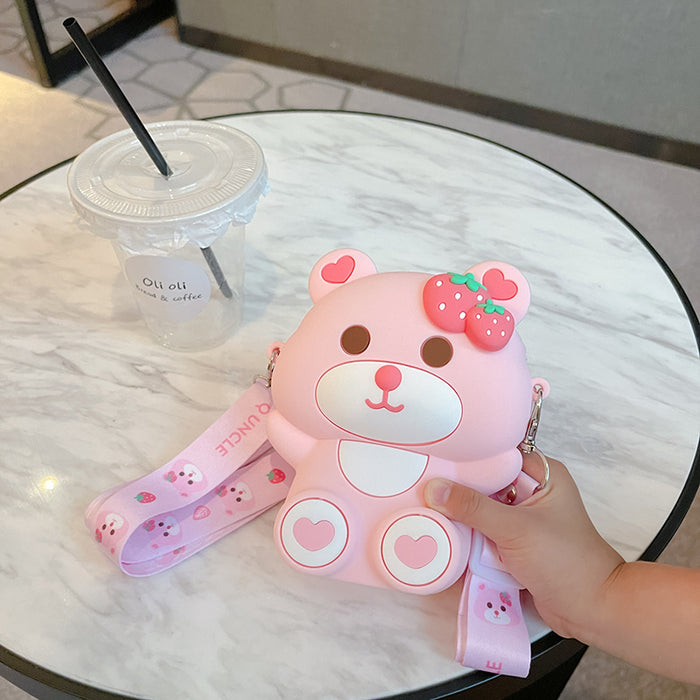 Children's Cartoon Strawberry Bear Shoulder Bag