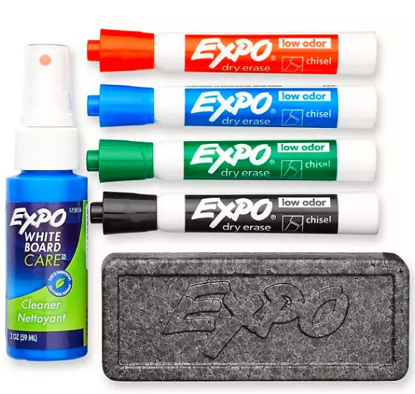 Expo - Low Odor Dry Erase Marker Starter Set, Assorted - 4 per Pack