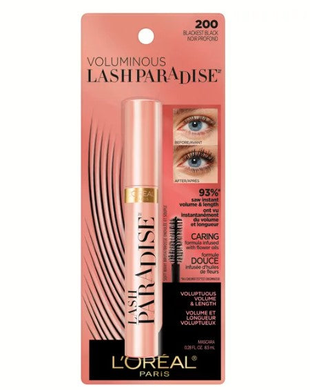 L'Oreal Paris Voluminous Makeup Lash Paradise Volume Mascara, Blackest Black