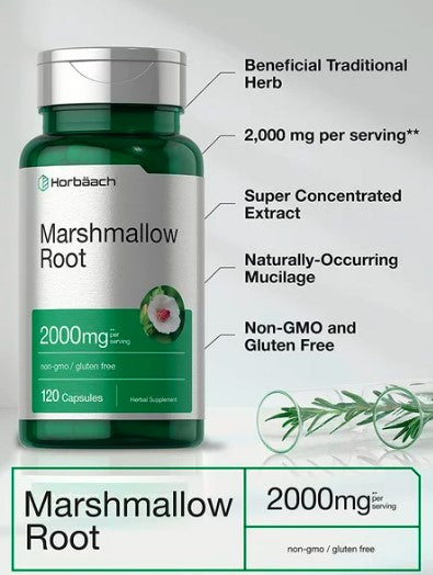 Marshmallow Root Capsules - 2000mg -120 Count | Non-GMO & Gluten Free-Traditional Herb Extract -by Horbaach