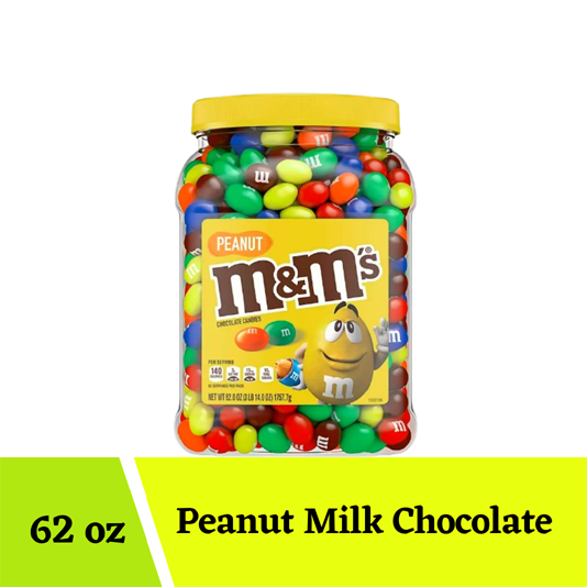 M&M'S Peanut Milk Chocolate ,Candy Bulk Jar 62 oz