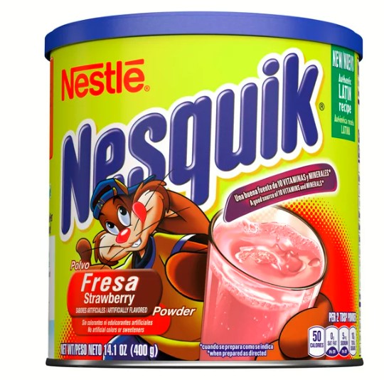 Nestle Nesquik Strawberry Flavor Powder Drink Mix, 14.1 oz - Delicious Strawberry Taste