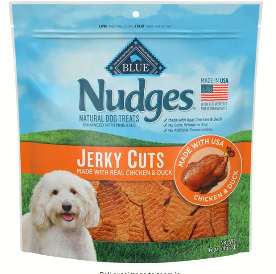 Blue Buffalo Nudges Jerky Cuts Natural Dog Treats, Chicken and Duck, 16oz Bag