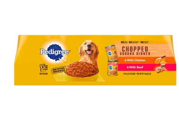 Pedigree Chopped Ground Dinner Multipack Beef & Chicken Dog Food 13.7 oz 12 Pack - PDS-023100273150