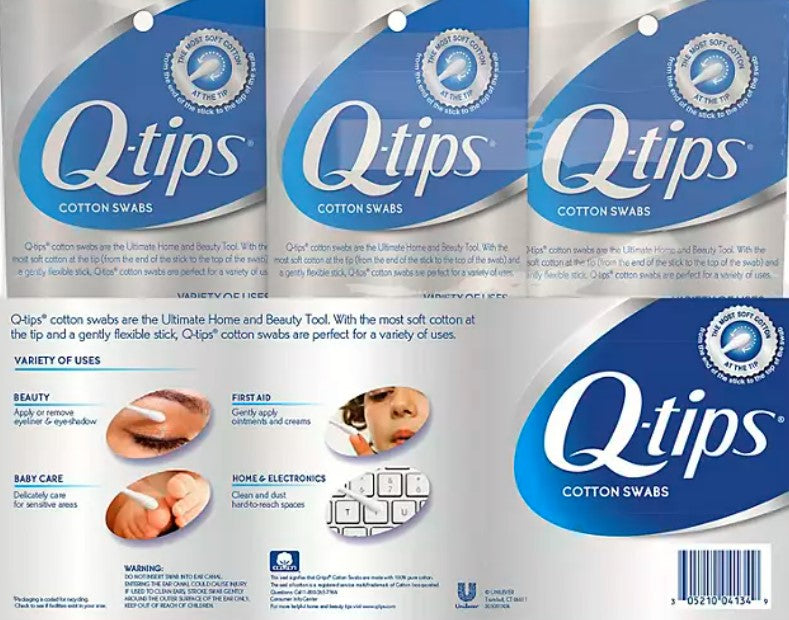 Q-TIPS SWABS Cotton Club ct, 625 Count, (Pack of 3)