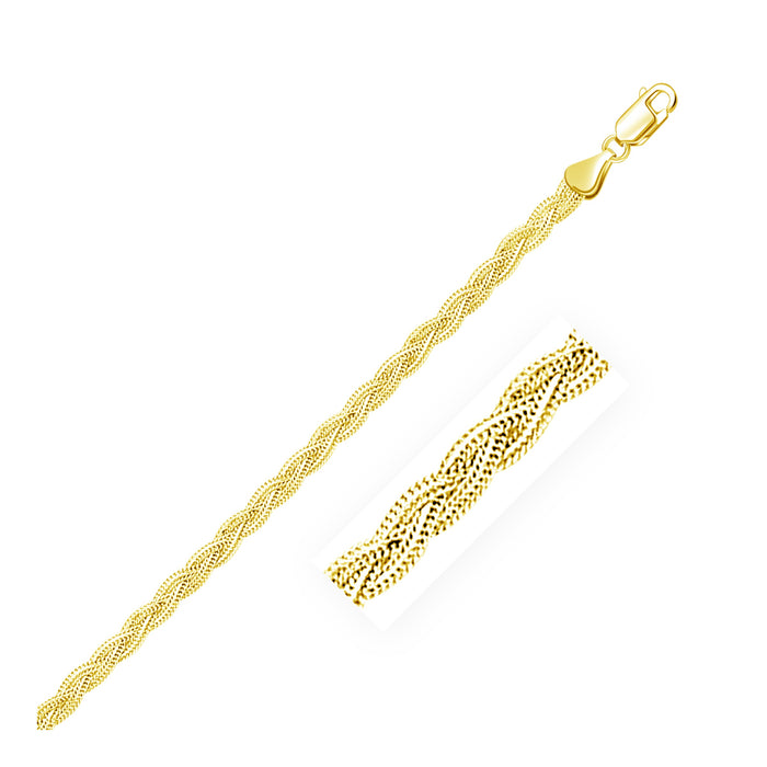 3.5mm 14k Yellow Gold Braided Chain.