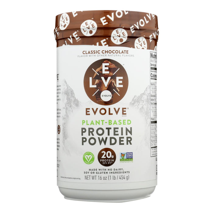 Evolve Real Plant-powered Classic Chocolate Flavor Protein Powder  - 1 Each - 16 Oz.
