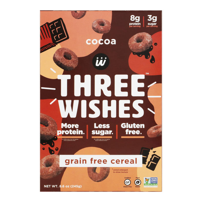 Three Wishes - Cereal Cocoa Chocolate Gluten Free - Case Of 6-8.6 Oz.