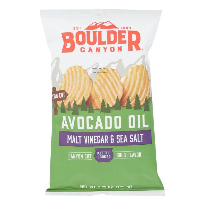Boulder Canyon - Kettle Chips - Malt Vinegar And Sea Salt - Case Of 12 - 5.25 Oz.