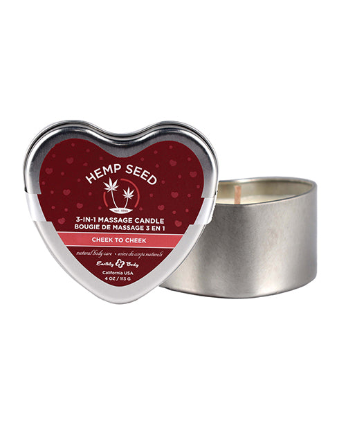 Earthly Body 2023 Valentine 3 In 1 Massage Heart Candle - 4 Oz Cheek To Cheek
