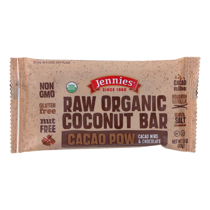 Jennie's Organic Cacao Powder Coconut Bar - Case Of 12 - 1.5 Oz
