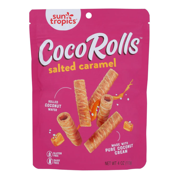 Sun Tropics Coco Rolls Salted Caramel, Rolled Coconut Wafer  - Case Of 12 - 4 Oz