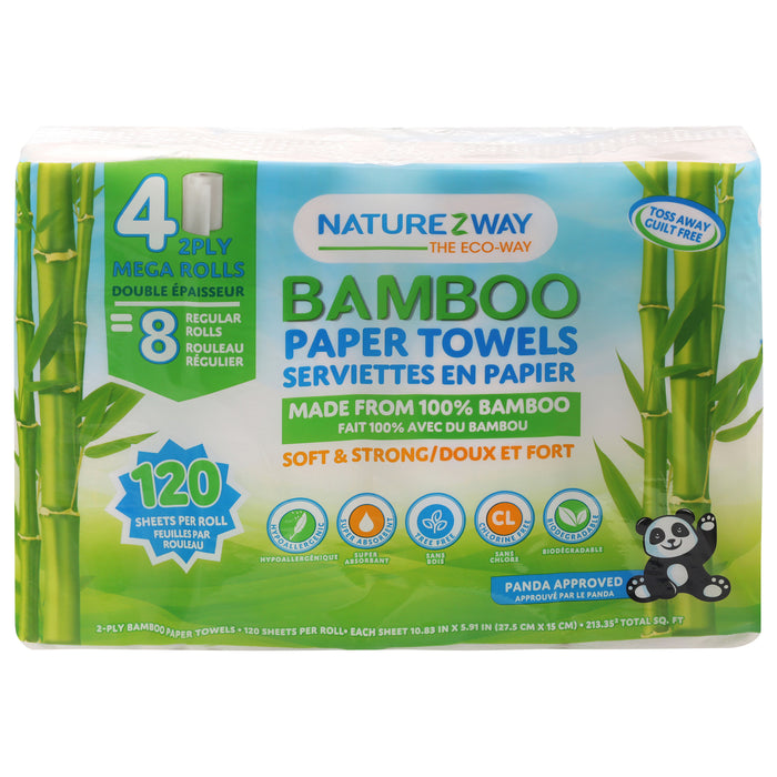 Naturezway - Dispbl Towel Bamboo 2 Ply - Case Of 8-4 Ct