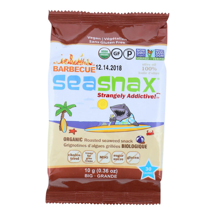 Seasnax Seaweed Snax - Organic - Bbq -Case Of 12 - .36 Oz