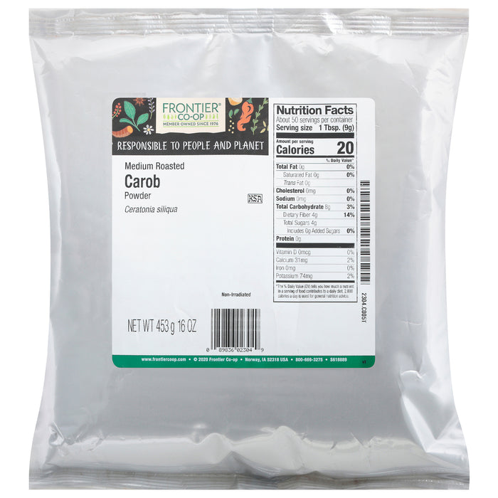 Frontier Herb Carob Powder Med Roasted -Single Bulk Item - 1lb