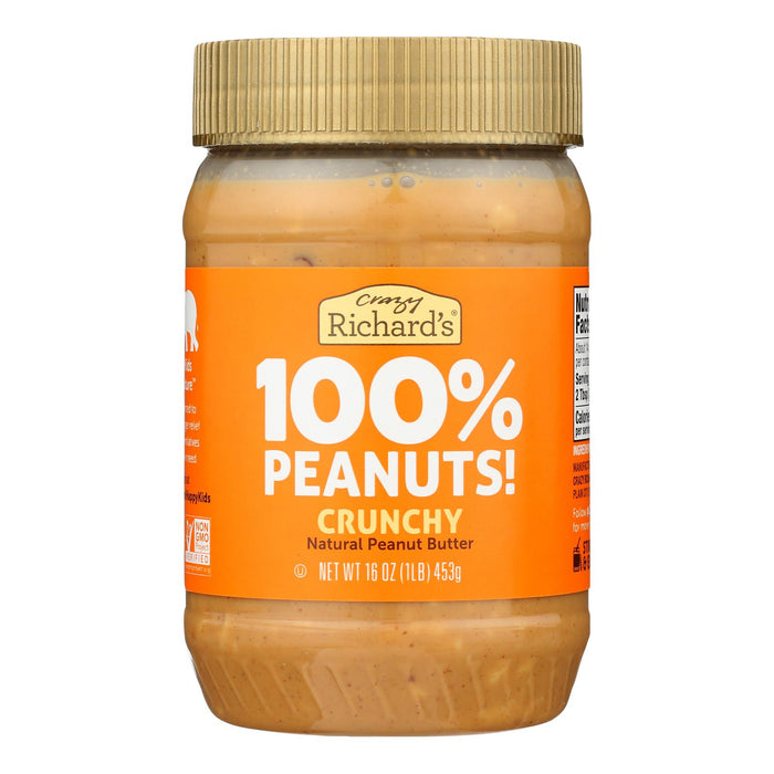 Crazy Richard's All-natural Crunchy Peanut Butter  - Case Of 12 - 16 Oz