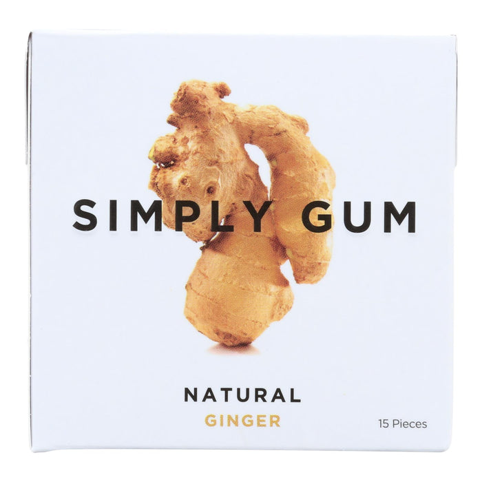 Simply Gum All Natural Gum - Ginger - Case Of 12 - 15 Count.