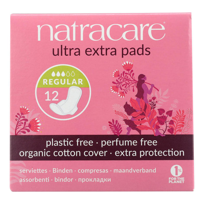 Natracare Ultra Extra Pads W/wings - Normal -  12 Count.