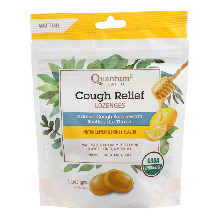 Quantum Research Organic Cough Relief Lozenges -Meyer Lemon & Honey - 18 Count
