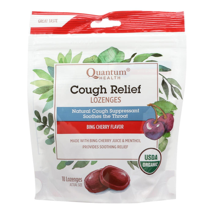 Quantum Research Organic Cough Relief Lozenges -Bing Cherry - 18 Count