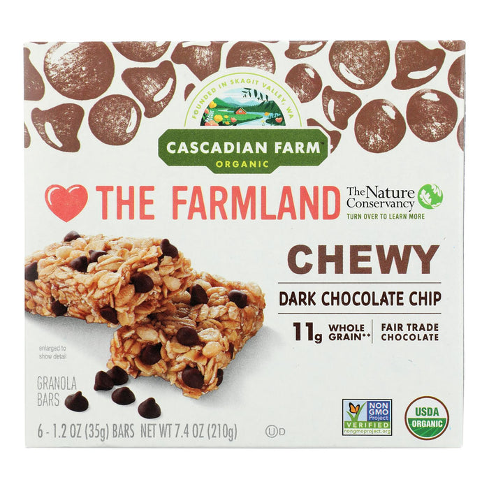 Cascadian Farm Granola Bar - Organic - Chewy - Chocolate Chip - 7.4 Oz - Case Of 12