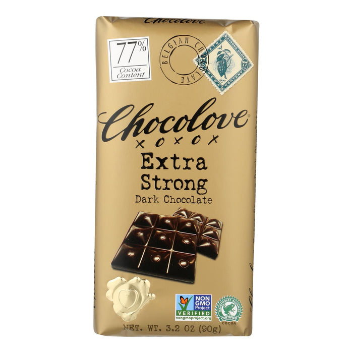 Chocolove Xoxox - Premium Chocolate Bar - Dark Chocolate - Extra Strong -3.2 Oz Bars - Case Of 12