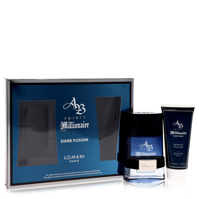Spirit Millionaire Dark Fusion by Lomani Gift Set -3.3 oz Eau De Parfum Spray + 3.3 oz Shower Gel for Men