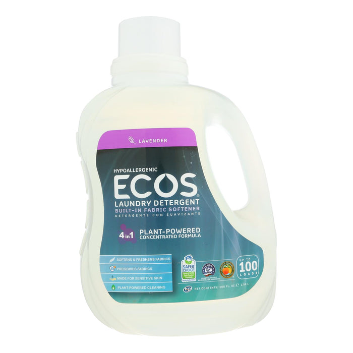 Earth Friendly Ecos Ultra 2x All Natural Laundry Detergent - Lavender - Case Of 4 -100 Fl Oz