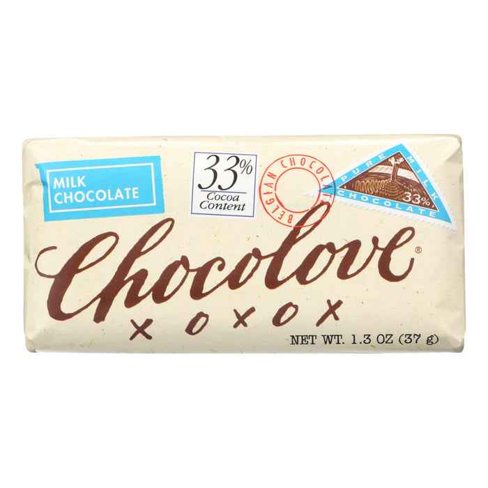 Chocolove Xoxox -Premium Chocolate Bar - Milk Chocolate - Pure - Mini - 1.3 Oz Bars - Case Of 12