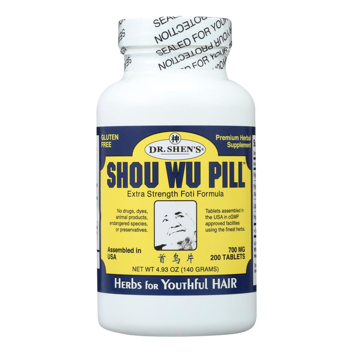 Dr. Shen's Shou Wu Youthful Hair Pill - 700 Mg - 200 Tablets.