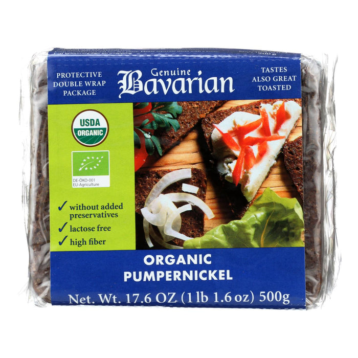 Genuine Bavarian Organic Bread - Pumpernickel - Case Of 6 - 17.6 Oz.