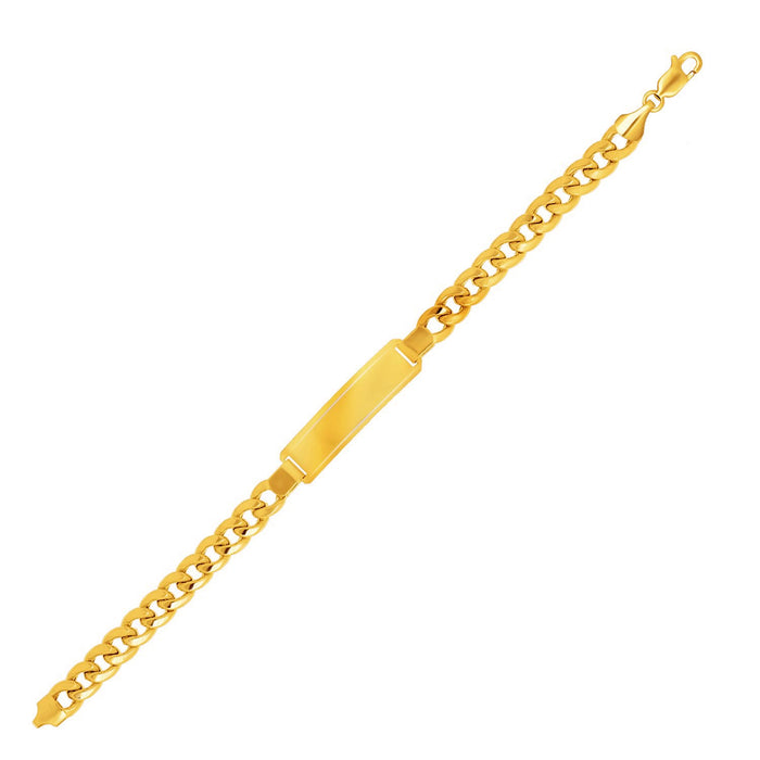 14k Yellow Gold Men's ID Cuban Chain Bracelet.